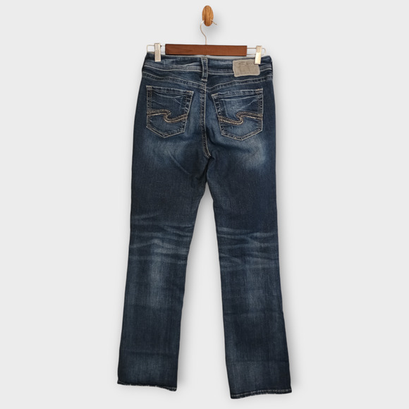 Silver Jeans Women's Blue 28x31 Suki High Slim Boot Cut Fluid Stretch Distressed - Picture 2 of 16